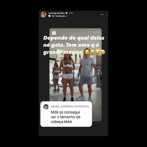 Gretchen foi criticada por internautas e usou seus stories do Instagram para rebatê-los, inclusive citando uma harmonização peniana feita pelo seu marido recentemente