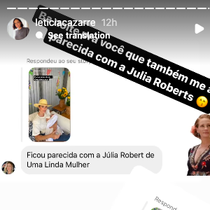 Letícia Cazarré compartilhou comentários no Instagram sobre sua possível semelhança com a atriz global