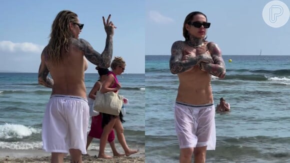 Esposa de Monique Evans, Cacá Werneck é detonada após fazer topless em praia da Espanha