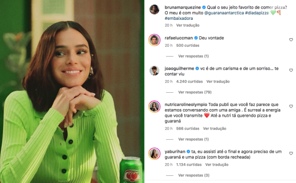 Comentário de João Guilherme na publi de Bruna Marquezine deu o que falar entre fãs do casal