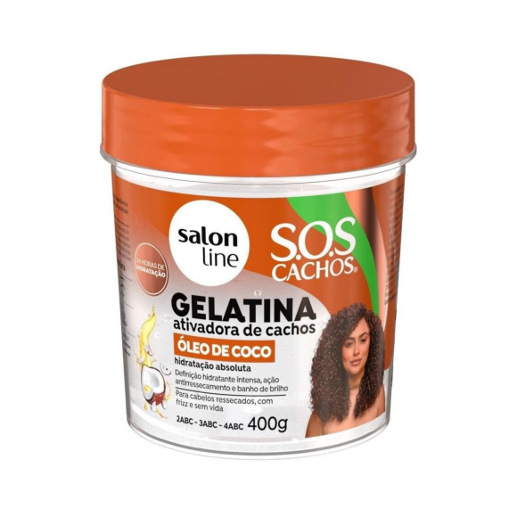 Gelatina Ativadora de Cachos SOS Cachos Óleo de Coco, Salon Line