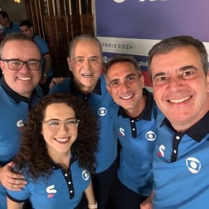 Parte da equipe da Globo para os Jogos Olimpíadas de Paris-2024 se encontrou em evento. Entre eles, Rogério Corrêa, Natália Lara e Luís Roberto