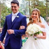 Casamento de conto de fadas! Júlia Vieira brilha com vestido de noiva 'escolhido' por Luigi, caçula de César Filho e Elaine Mickely