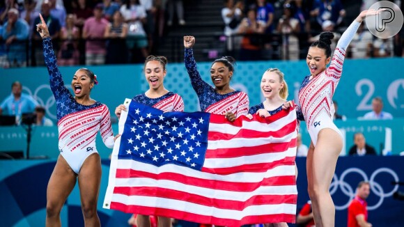 Simone Biles ganhou medalha de ouro por equipes da Ginástica Artística nas Olimpíadas de Paris 2024