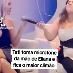 Tati Machado arranca o microfone da mão de Eliana em vídeo que circula no X, antigo Twitter, neste domingo (04)