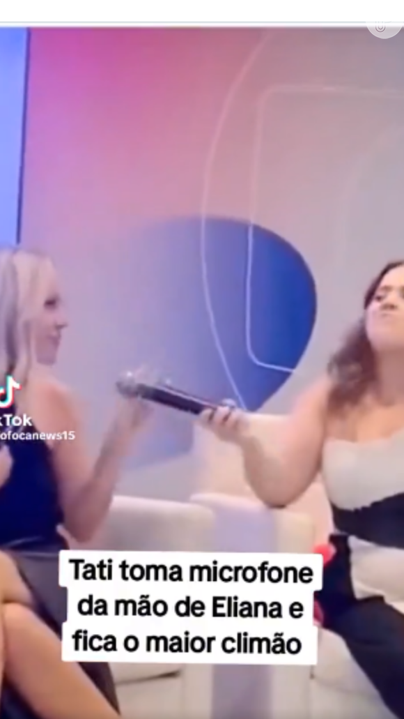 Tati Machado arranca o microfone da mão de Eliana em vídeo que circula no X, antigo Twitter, neste domingo (04)