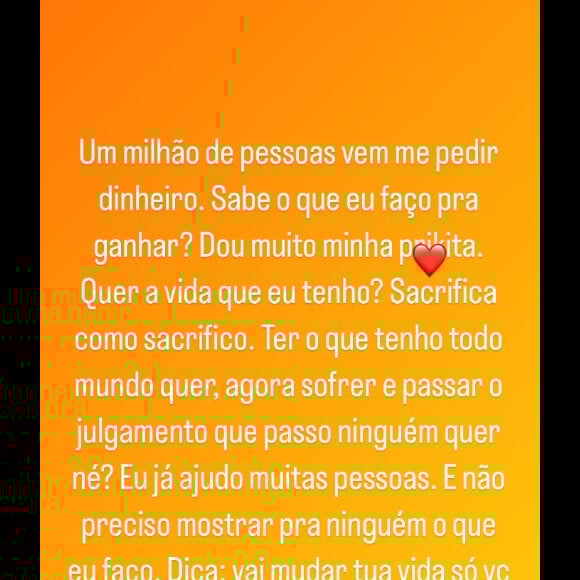 Andressa Urach afirmou receber muitos pedidos de ajuda, porém é julgada pelo trabalho da mesma forma