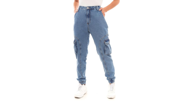 Calça Jeans Jogger Cintura Média Cargo, Consciência