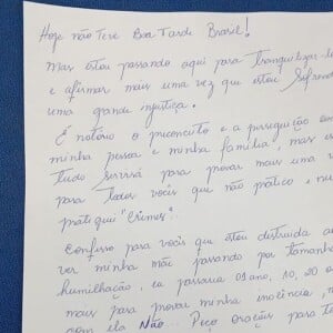 Deolane Bezerra já tinha escrito uma carta de próprio punho para falar com os seguidores