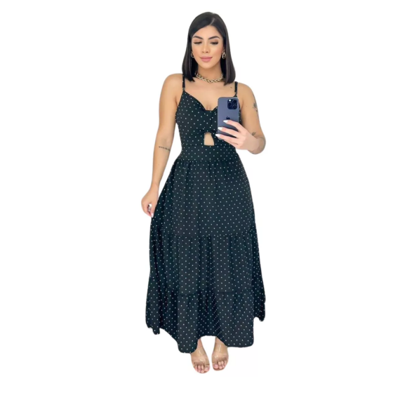 Vestido Midi Feminino Alcinha Com Bojo Babados Linha Gold, Multimarca