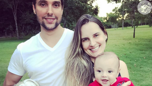 Keruse Bongiollo com o marido, Leonardo Carvalho, e o filho Luca