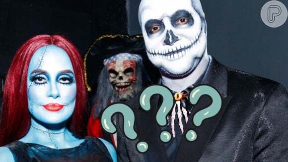 Famoso casal surgiu irreconhecível na festa de Halloween de Tiago Abravanel