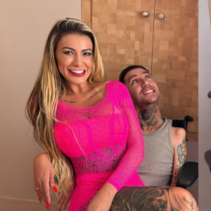 Filmada pelo filho, Andressa Urach grava vídeo pornô com 'cadeirante humorista': 'Vem sentar pro hot wheels'