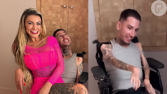 Filmada pelo filho, Andressa Urach grava vídeo pornô com 'cadeirante humorista': 'Vem sentar pro hot wheels'