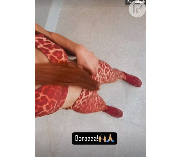 Por fim, no mesmo vídeo, Maiara ainda deu um close no seu corpo, mostrando um look coladinho animal print