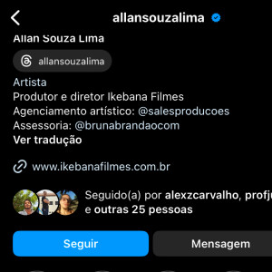 Allan Souza Lima manteve a publicação em comemoração a 1 ano de namoro com Rafa Kalimann no Instagram