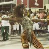 Cris Vianna, rainha de bateria da Imperatriz Leopoldinense no carnaval 2015, mostrou samba no pé durante o ensaio técnico da agremiação