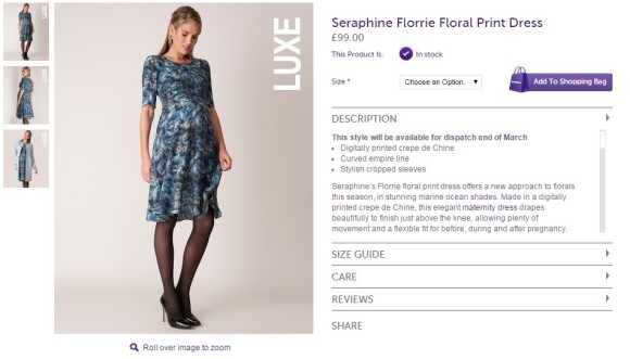 Vestido florido usado por Kate Middleton está à venda por 99 libras esterlinas no site da grife Seraphine