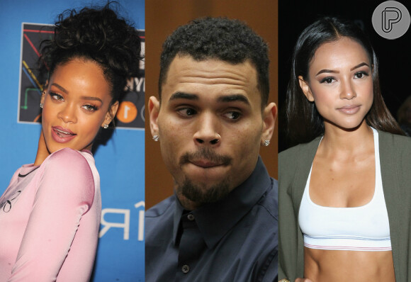 Chris Brown não dá parabéns para Rihanna por causa da namorada: 'Ela me bateria', afirmou ele durante um programa de rádio, nesta terça-feira, 24 de fevereiro de 2015