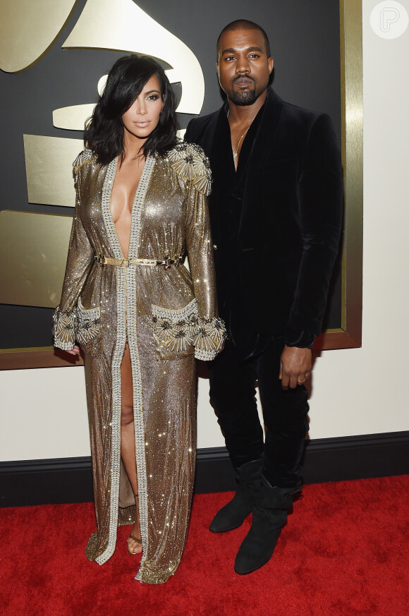 Kim Kardashian acompanhou calada a polêmica criada pelo marido, Kanye West, durante a entrega do Grammy