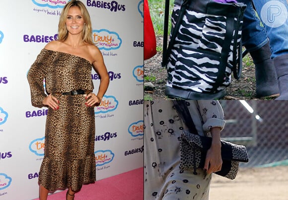 A apresentadora Heidi Klum adora um animal print, tanto em peças de roupa, quanto em suas bolsas