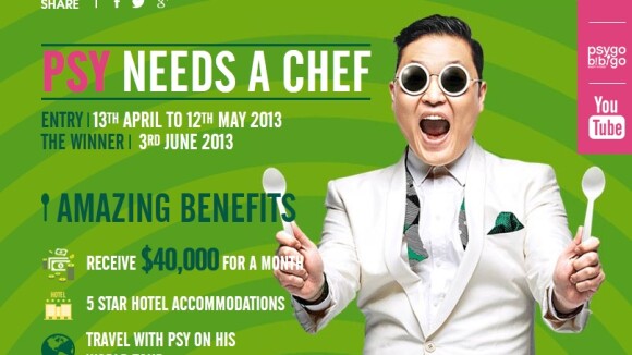 Sul-coreano Psy pagará R$ 80 mil a chef de cozinha para sua turnê