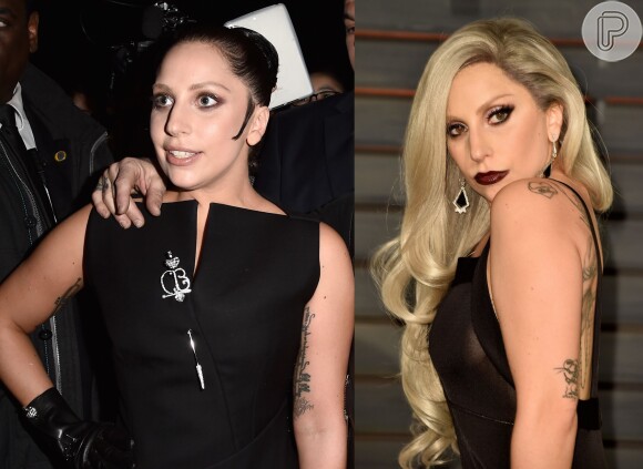 Lady Gaga escurece o cabelo e vai a desfile de moda em Paris com novo visual