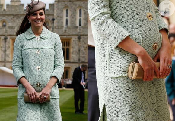 No dia 21 de abril, Kate Middleton substituiu pela primeira vez a Rainha Elizabeth II em um evento oficial na cerimônia de avaliação nacional dos Escoteiros da Rainha, no Castelo de Windsor, e usou um vestido que marcou a barriguinha de seis meses
