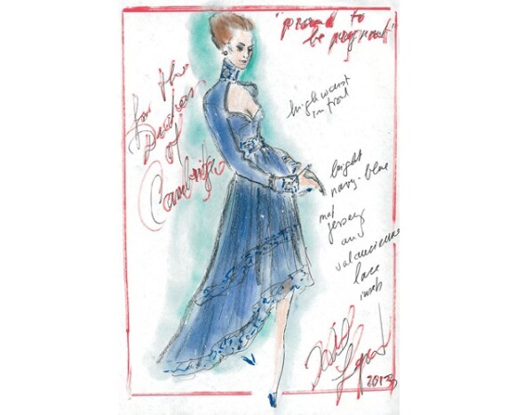 Karl Lagerfeld, estilista da Chanel, desenhou um vestido com um corte nos seios e saia mullet para Kate Middleton