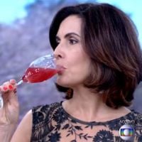 Fátima Bernardes experimenta chá gasoso e afirma: 'Não gosto de nada alcoólico'