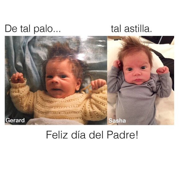 Shakira mostra semelhança entre o filho Sasha e o marido, Gerard Piqué em foto, nesta quinta-feira, 19 de março de 2015