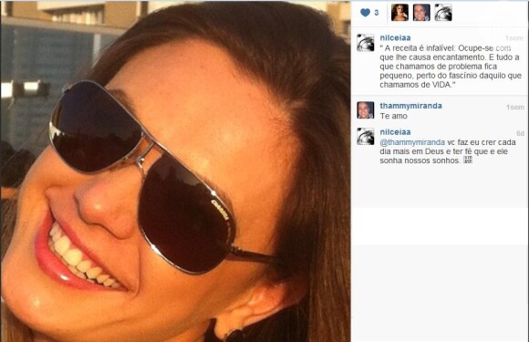 Thammy Miranda e Nilceia Oliveira trocam declarações de amor no Instagram no dia 25 de abril de 2013