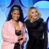 Madonna posou ao lado de Nicki Minaj em evento realizado em Nova York, nos Estados Unidos