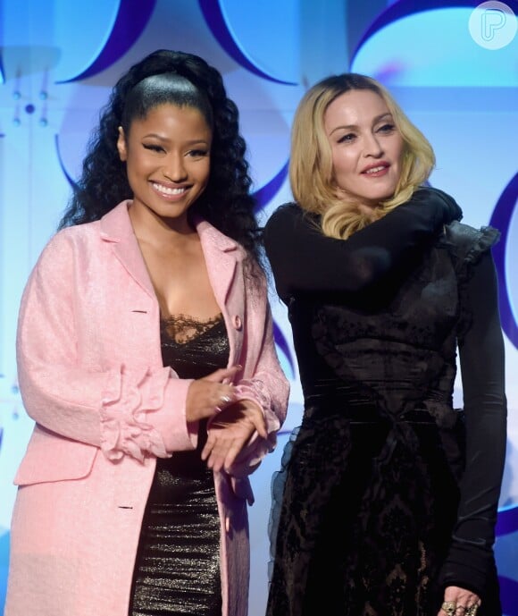 Madonna posou ao lado de Nicki Minaj em evento realizado em Nova York, nos Estados Unidos