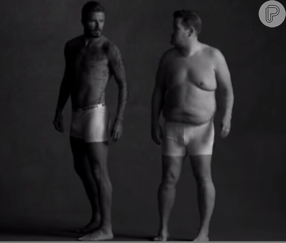 David Beckham e James Corden ficaram só de cueca para imitarem as campanhas publicitárias de moda masculina