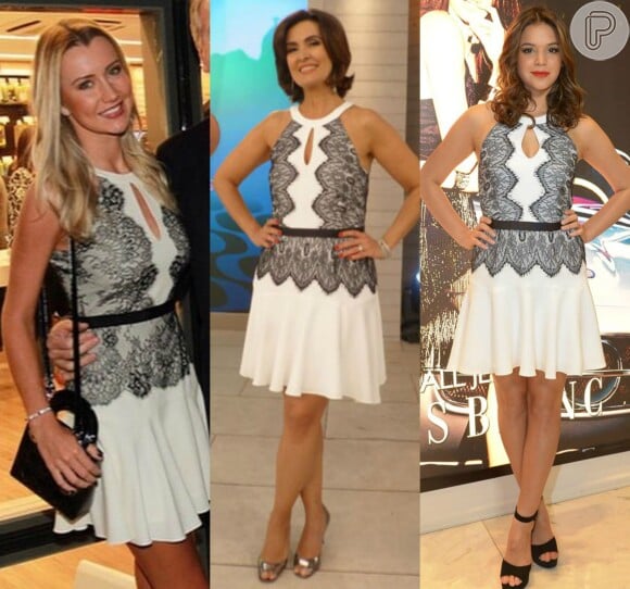 Fátima Bernardes, Bruna Marquezine e Ana Paula Siebert, noiva de Roberto Justus, já usaram o mesmo vestido, da marca Le Lis Blanc