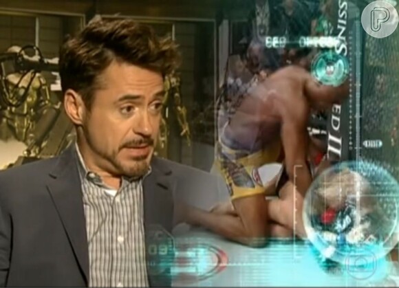 Robert Downey Jr. se inspira em Anderson Silva para compor personagem do filme 'Homem de de Ferro 3'. A entrevista com o ator foi exibida pelo 'Fantástico' em 13 de maio de 2013
