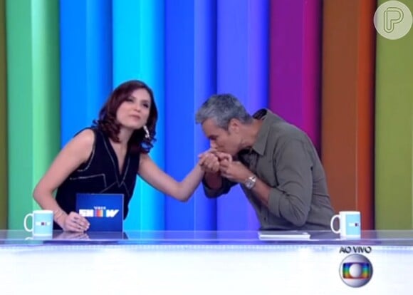 Monica Iozzi brincou com Otaviano Costa ao ser apresentada pelo ator como nova apresentadora do 'Vídeo Show': 'Apesar de ser com você, acho que vai ser um trabalho muito bacana'