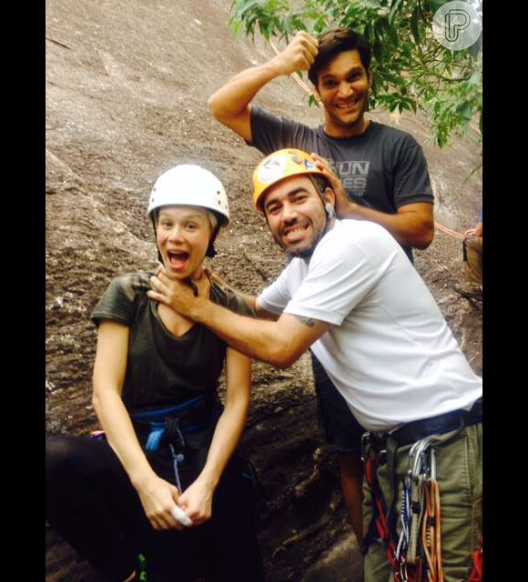 Mariana Ximenes e Armando Babaioff fizeram aula de escalada na Pedra da Urca, com Flavio Carneiro, em março de 2014
