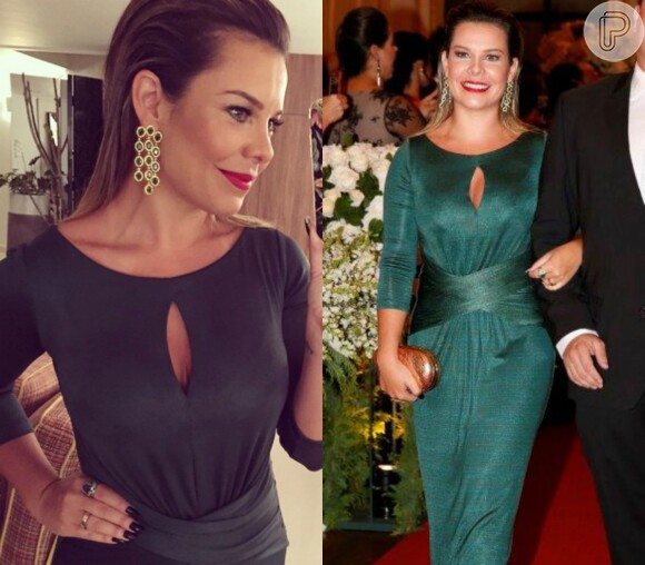 Fernanda Souza combinou o vestido alugado verde-bandeira da Dress & Go com esmeraldas