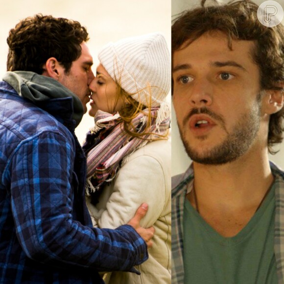 Pedro (Jayme Matarazzo) fica desconsertado ao ver Júlia (Isabelle Drummond) e Felipe (Michel Noher) se beijarem, na novela 'Sete Vidas'