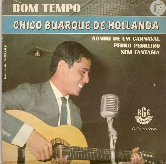 Chico Buarque na foto do seu compacto chamado 'Bom Tempo', lançado em 1968