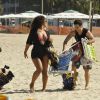 Juliana Alves e Marcos Veras gravaram cenas de 'Babilônia' na praia do Leme, no Rio de Janeiro, na tarde desta terça-feira, dia 7 de julho de 2015