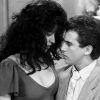 Claudia Raia e Marcos Forta em cena da novela 'Sassaricando' (1987), um dos grandes sucessos da atriz. Na trama, a artista interpretou a feirante Tancinha