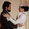 Felipe (Rafael Cardoso) diz a Melissa (Paolla Oliveira) que não pode se casar com ela, na novela 'Além do Tempo'
