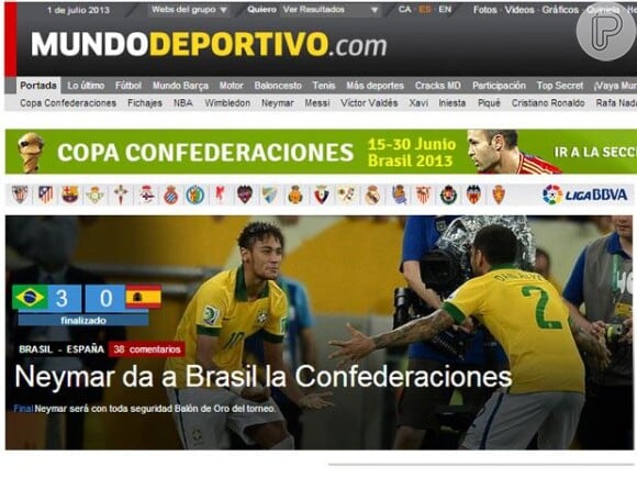 'Neymar dá ao Brasil a Confederações', afirma o 'Mundo Deportivo'