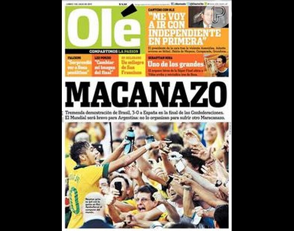 O 'Olé' exalta o 'Macanazo', que quer dizer surra em espanhol