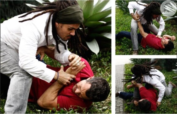 A briga fica feia entre Ninho (Juliano Cazarré) e Bruno (Malvino Salvador), em cena de 'Amor à Vida'