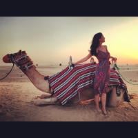 Katy Perry faz turismo em Dubai e posa ao lado de camelo