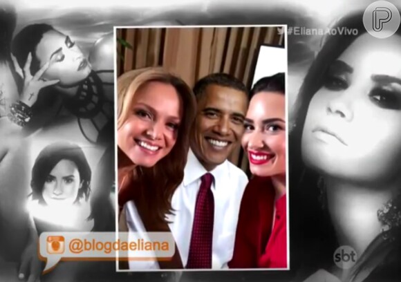 Demi Lovato tem sonho de fazer selfie com Barack Obama. Produção do programa 'Eliana' fez uma montagem onde o presidente americano aparece entre a apresentadora e a cantora